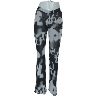 Palazzo broek (Zwart, Wit, Meerkleurig) van Weekday Elastaan, Polyester
