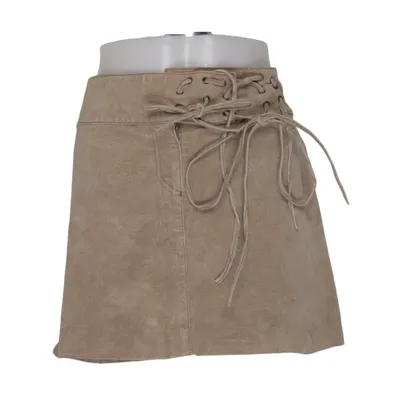 Lederrock (Beige) von Kaffe Wildleder