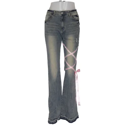 Jeans (Blå, Rosa) från Romwe Bomull, Elastan, Polyester, Viskos
