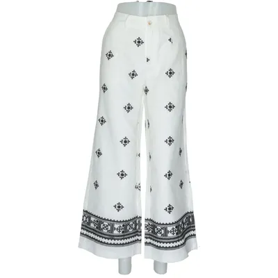 Pantalon patte d'éléphant (Blanc, Noir) de Musy Muse Coton, Lin