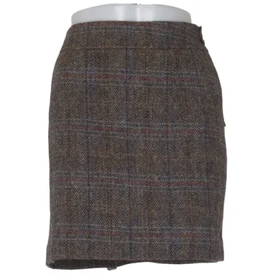 Skirt (Brown, Multicolored) from Lands' End Polyester, Viscose, Wool