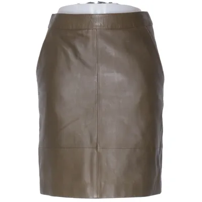 Läderkjol (Grå) från Gestuz Elastan, Skinn, Polyester