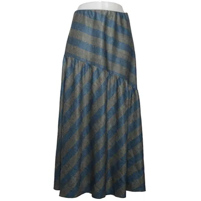 Maxi nederdel (Blå, Grå) fra New Collection Elastan, Polyester, Viscose