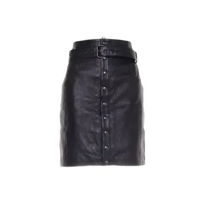 Lædernederdel (Sort) fra Y.A.S Polyester, Læder