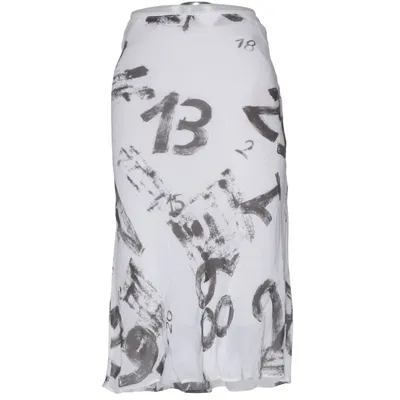 Skirt (White, Black) from Fervente Polyester, Viscose