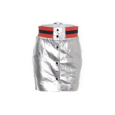 Läderkjol (Silverfärgad) från Topshop Bomull, Elastan, Skinn