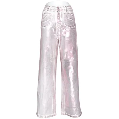 Jeans (Pink, White) from Feelkoo Cotton, Elastane