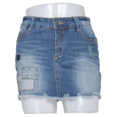 Jupe en jean (Bleu) de Fresh Made Coton, Élasthane