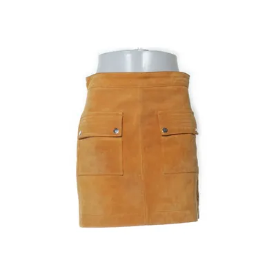 Läderkjol (Brun) från Mango Skinn, Polyester