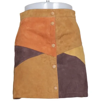 Läderkjol (Brun, Orange, Gul) från Monki Polyester, Mocka