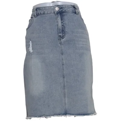 Jeansnederdel (Blå) fra Allegra K Bomuld, Elastan, Polyester