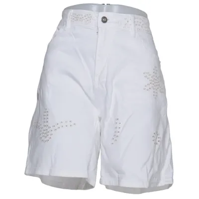 Denim shorts (Wit) van Zac & Zoe Katoen, Elastaan