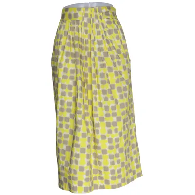 Jupe (Jaune, Gris) de Lela Rose Élasthane, Soie