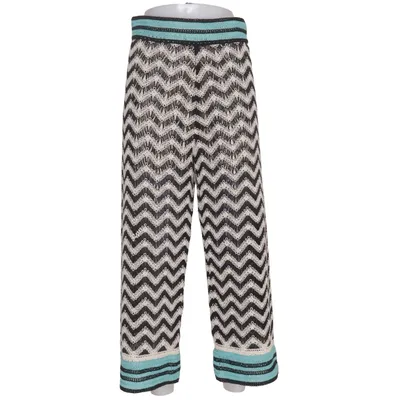 Palazzo broek (Zwart, Wit, Turquoise) van Zara Katoen, Polyester