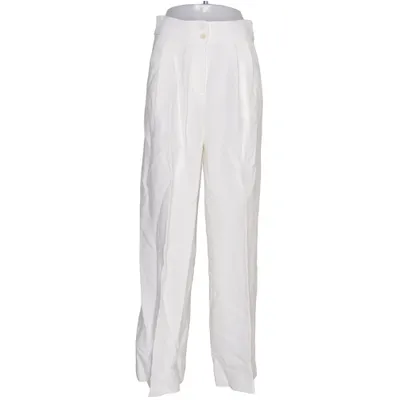 Pantalon patte d'éléphant (Blanc) de Massimo Dutti Lin, Viscose