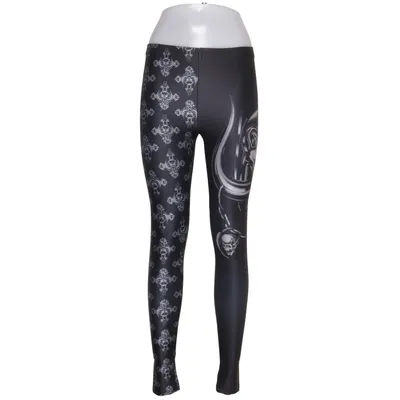Leggings (Black, White) from Motörhead Elastane, Polyester