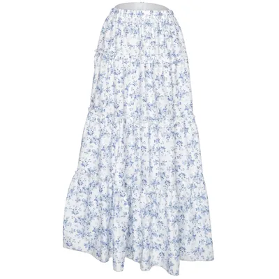 Långkjol (Blå, Vit, Flerfärgad) från Shein Elastan, Polyester