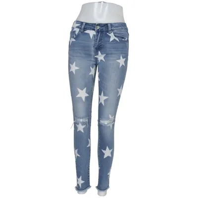 Jeans (Blå, Vit) från Queen Hearts Bomull, Elastan, Polyester