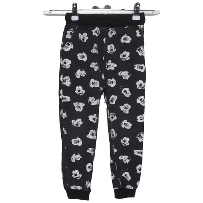 Sweatpants (Black, White) from Disney Mickey Mouse Cotton, Polyester