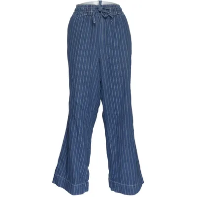 Pantalon patte d'éléphant (Bleu, Blanc) de Zizzi Coton, Polyester