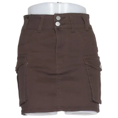 Jupe (Marron) de Jeans Coton, Élasthane, Polyester