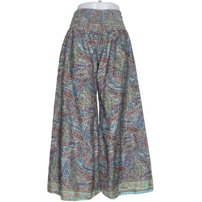 Pantalon patte d'éléphant (Bleu, Vert, Violet) Soie, Viscose