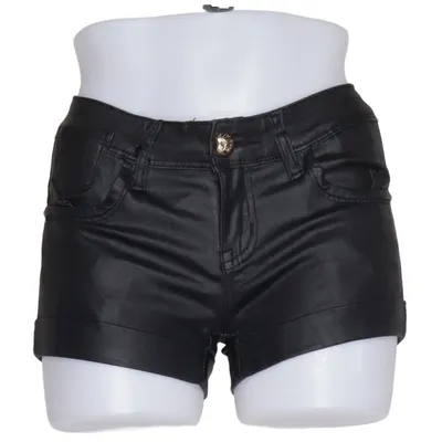 Denim shorts (Zwart) van R Jonaco Katoen, Elastaan