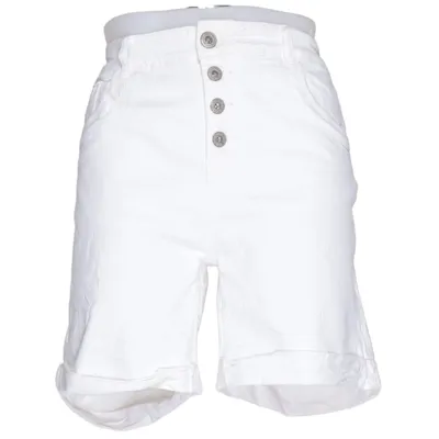 Denim shorts (Wit) van Karostar Katoen, Elastaan