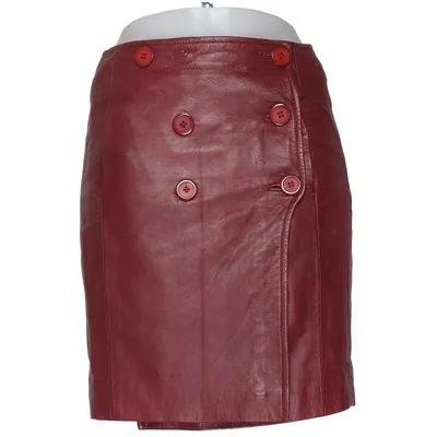 Skirt (Red) from Transmission Leather, Polyester