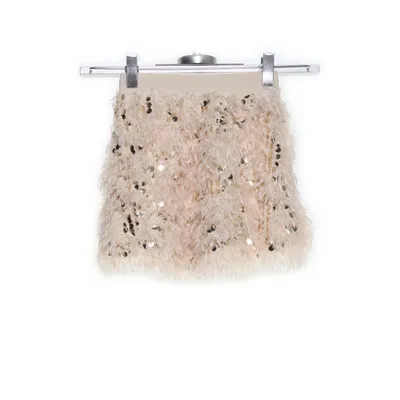 Kjol (Beige, Guldfärgad) från Mango Polybutylen, Polyester