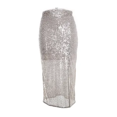 Jupe longue (Argent, Beige) de H&M Élasthane, Polyester