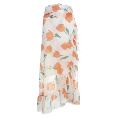 Wrap skirt (Orange, Green) from Ganni Polyamide