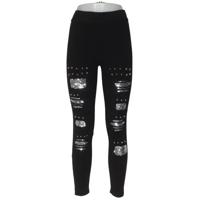 Leggings (Black, Silver) from Glam Amour Cotton, Elastane