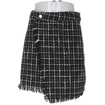 Jupe portefeuille (Noir, Blanc) de Jean Pascale Acrylique, Coton, Polyamide, Polyester, Viscose, Laine