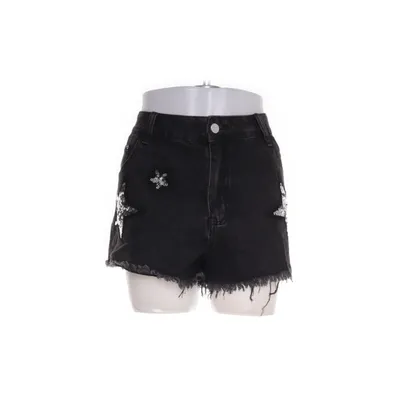 Denim shorts (Black, Multicolored) from Romwe Cotton, Polyamide, Polyester, Viscose