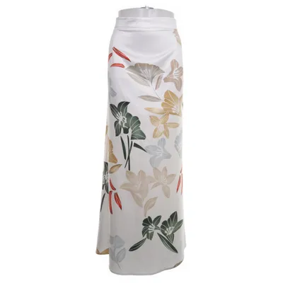 Maxi skirt (White, Multicolored) from Stylewe Cotton