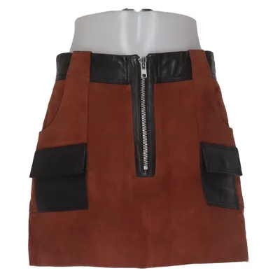 Lædernederdel (Brun, Sort) fra Ganni Læder, Polyester