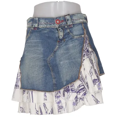 Denim skirt (Blue, White, Multicolored) from 10 Feet Cotton