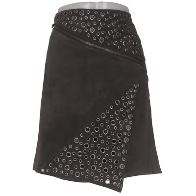 Lederrock (Grau) von Mira Mia Polyester, Wildleder