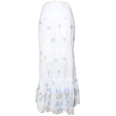 Jupe longue (Blanc, Bleu, Multicolore) de Made in italy Coton, Soie