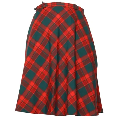 Skirt (Red, Green) from Diolen Polyester, Viscose