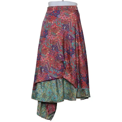 Jupe portefeuille (Rouge, Bleu, Multicolore) de C.A.M Polyester, Soie