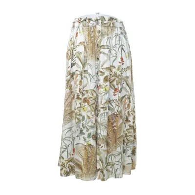 Långkjol (Grön, Beige, Flerfärgad) från H&M Viskos, Linne