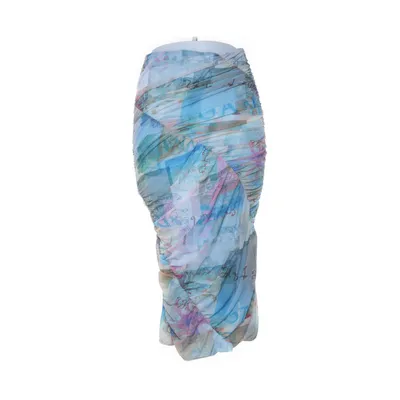 Rok (Printed Mesh Ruched Skirt) van Ganni Polyamide, Elastaan
