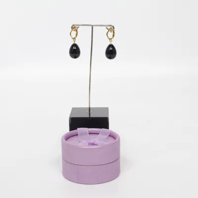Earrings (Black, Gold) Silver