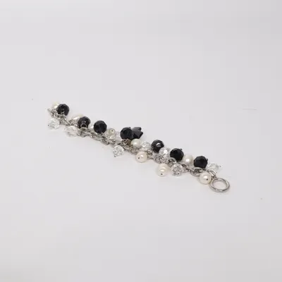 Armband (Svart, Vit, Silverfärgad) Okänd metall