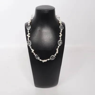 Halsband (Vit, Silverfärgad, Transparent) Okänd metall