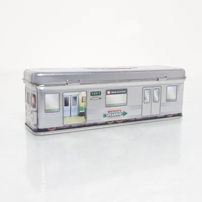 Blik (Blechdose Metro U-Bahn Zug WRIGLEY`s SPEARMINT CHEWING) van Vintage Roestvrij staal, Tin