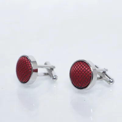 Manchetknopen (Zilver, Rood) Onbekend materiaal