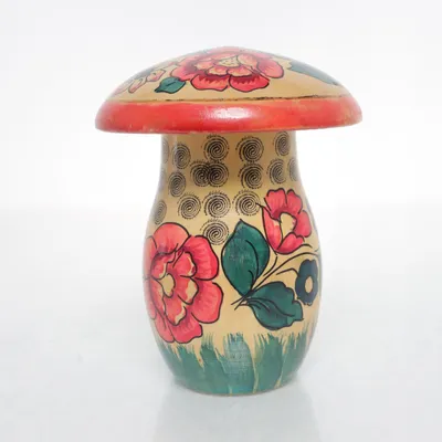Woondecoratie (Mushroom,vintage,box, hippie ,hippy, boho, rare, Wood,wooden)